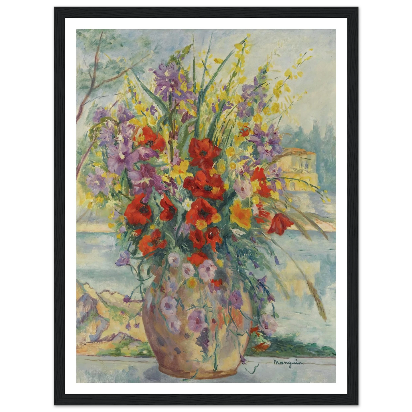 Fleurs Des Champs (1940) Art Print | Henri Manguin - Framed Poster - 30x40 cm / 12x16″ - Black frame