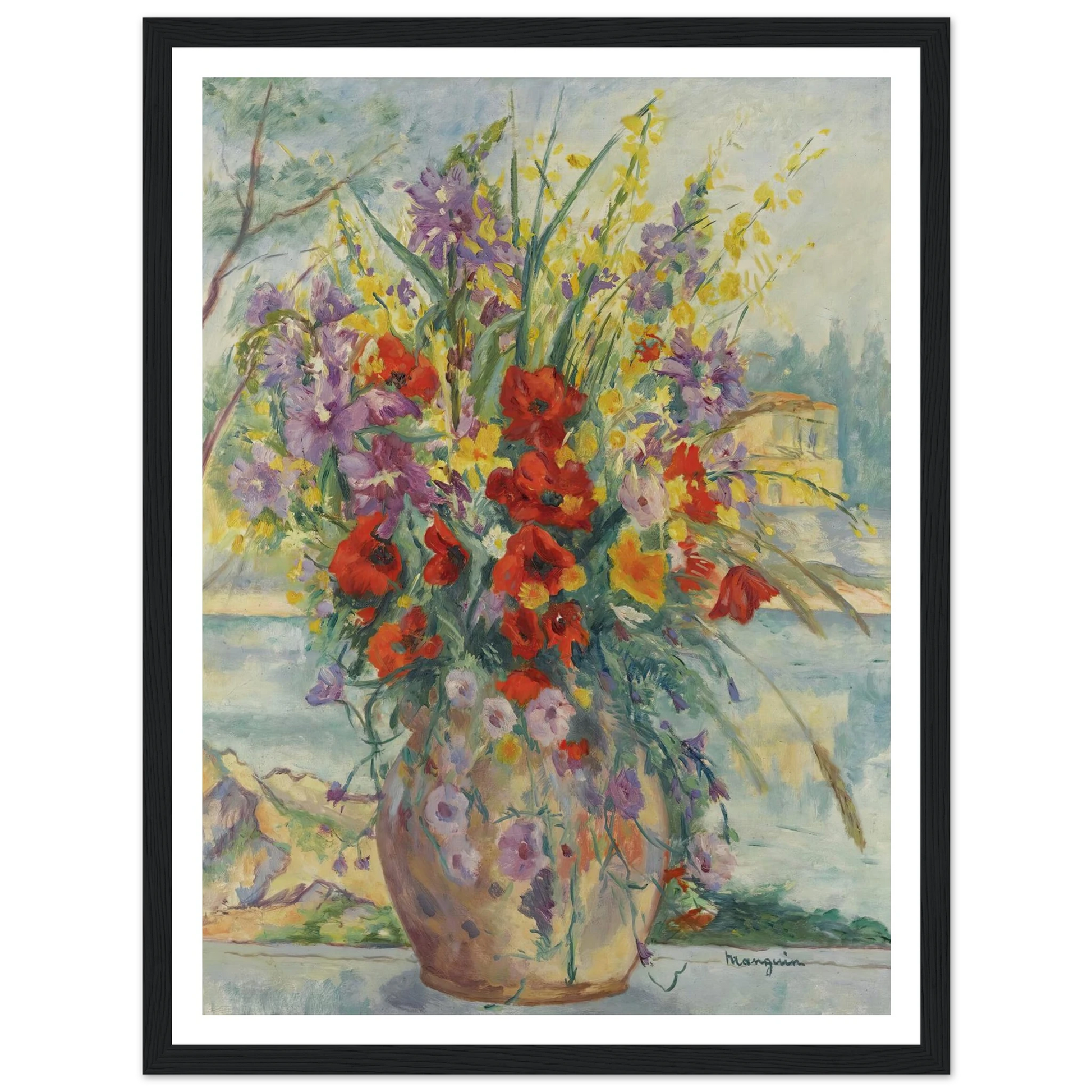 Fleurs Des Champs (1940) Art Print | Henri Manguin - Framed Poster - 30x40 cm / 12x16″ - Black frame