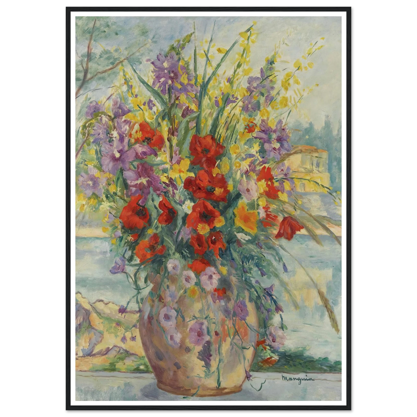 Fleurs Des Champs (1940) Art Print | Henri Manguin - Framed Poster - 30x40 cm / 12x16″ - Black frame