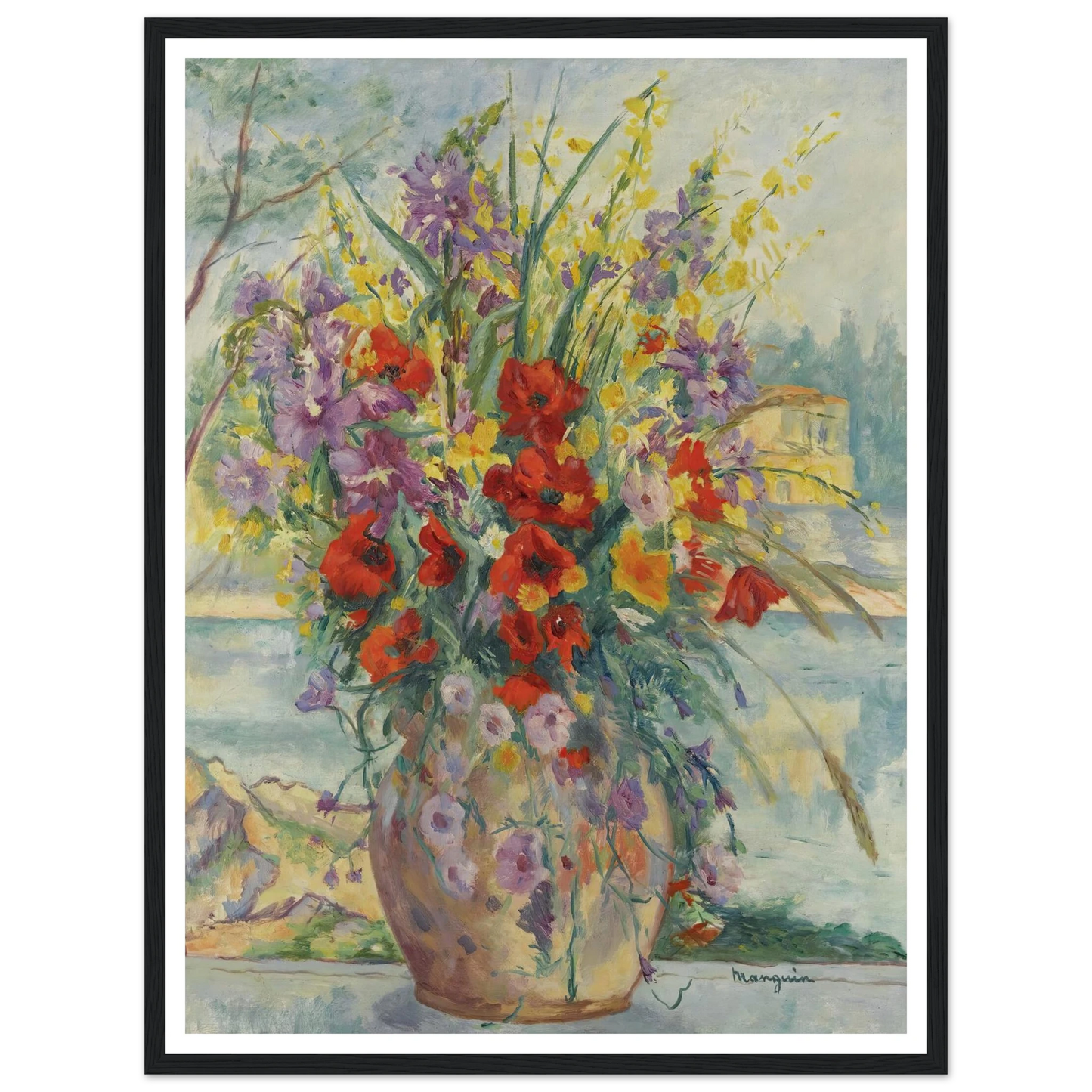 Fleurs Des Champs (1940) Art Print | Henri Manguin - Framed Poster - 30x40 cm / 12x16″ - Black frame