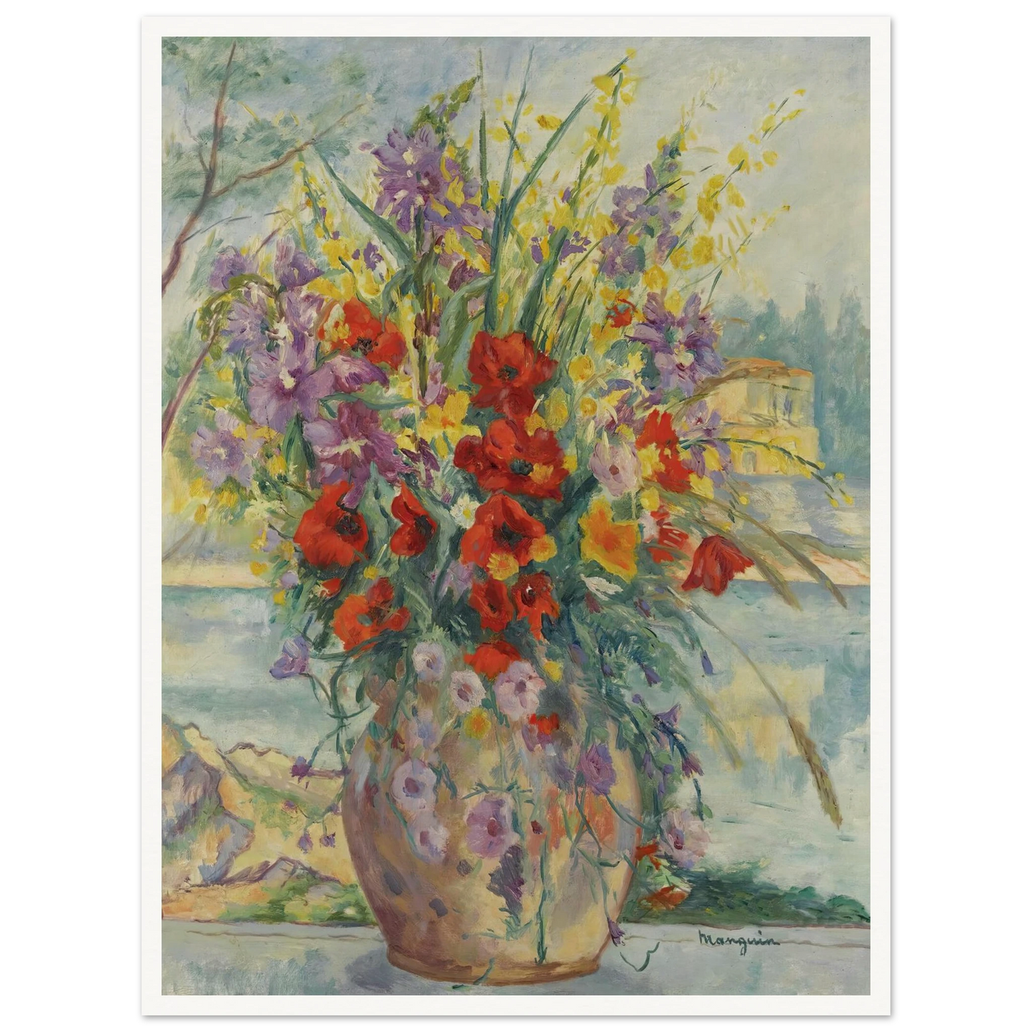 Fleurs Des Champs (1940) Art Print | Henri Manguin - Framed Poster - 30x40 cm / 12x16″ - Black frame