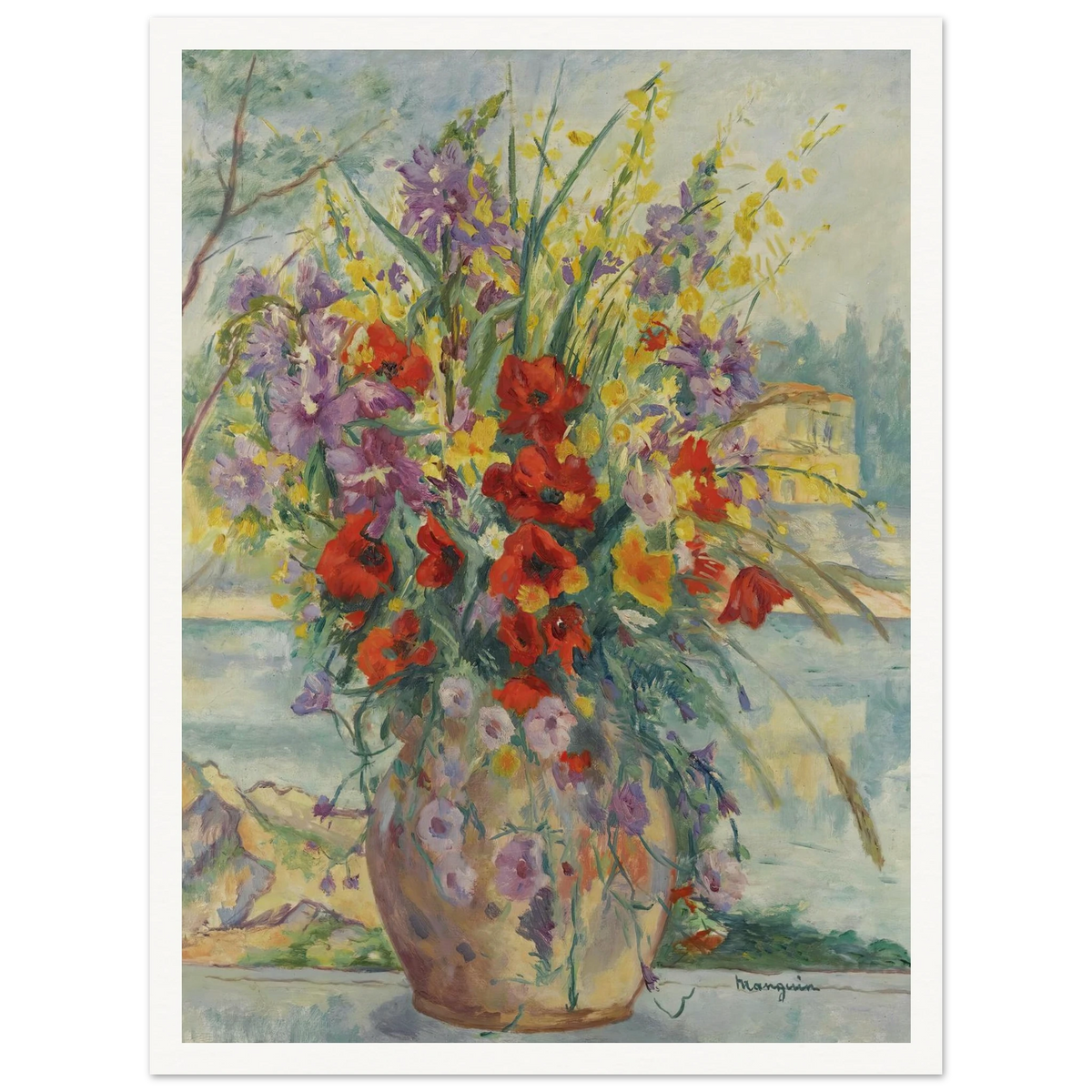 Fleurs Des Champs (1940) Art Print | Henri Manguin - Framed Poster - 30x40 cm / 12x16″ - Black frame