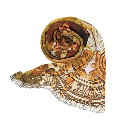 Flirt | Alphonse Mucha Scarf – Art Nouveau Scarf - - 27" × 71'' - 