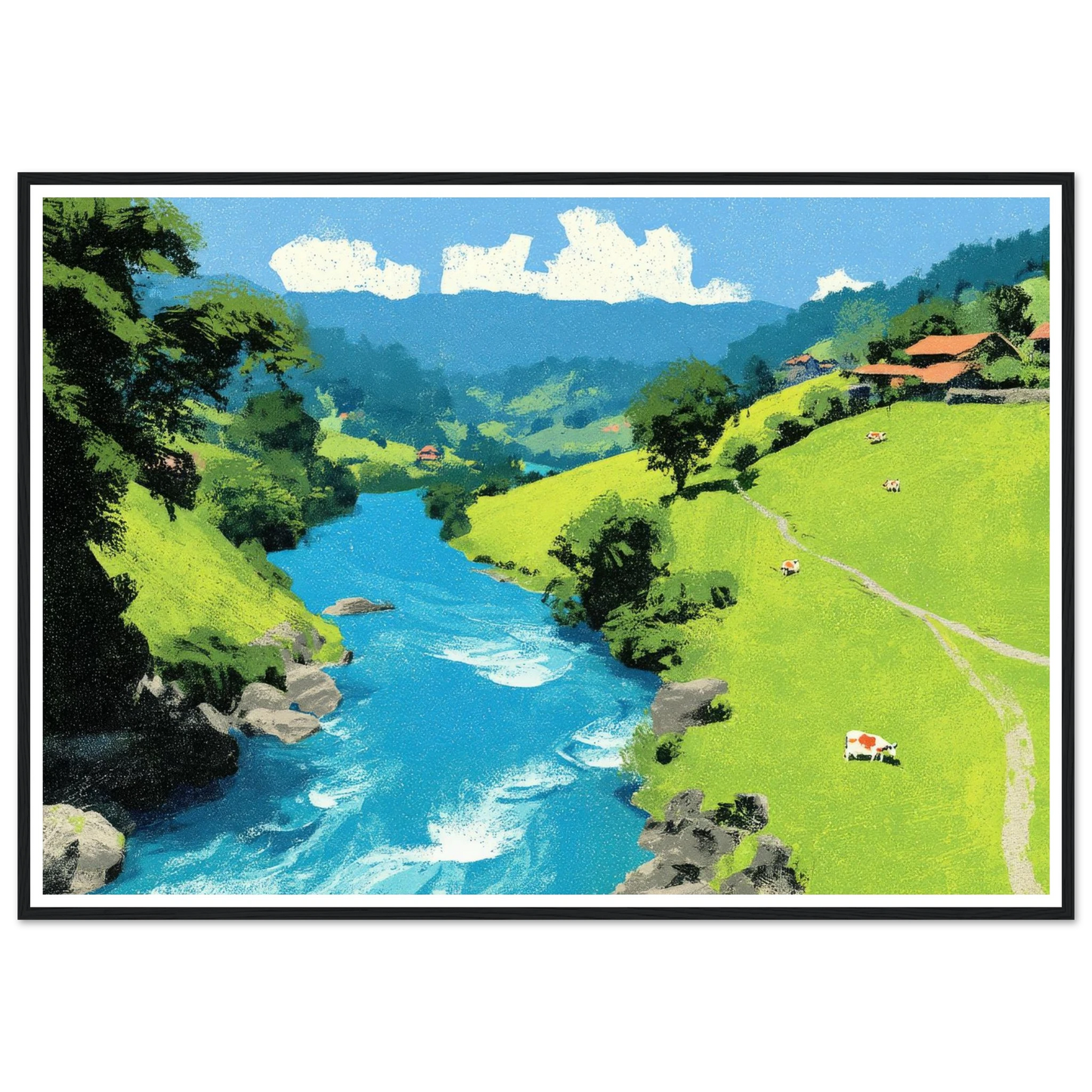 Floating Kinship, Mt. Fuj - Framed Poster - 30x40 cm / 12x16″ - Black frame