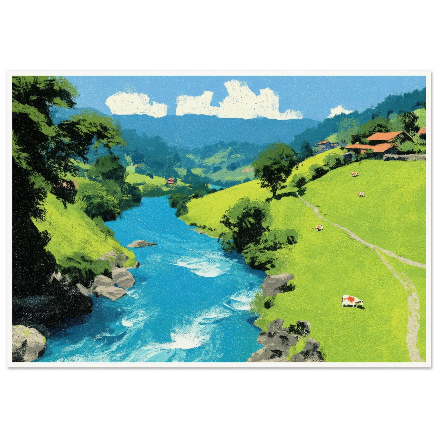 Floating Kinship, Mt. Fuj - Framed Poster - 30x40 cm / 12x16″ - Black frame