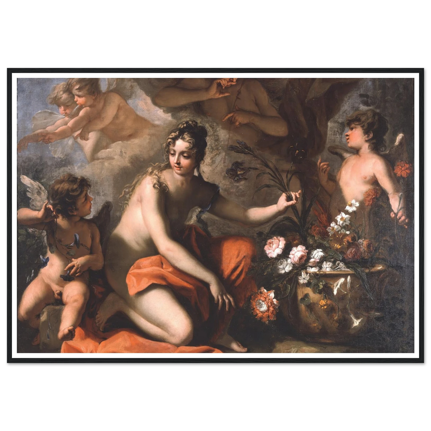 Flora (1712-1716) Art Print | Sebastiano Ricci - Framed Poster - 30x40 cm / 12x16″ - Black frame