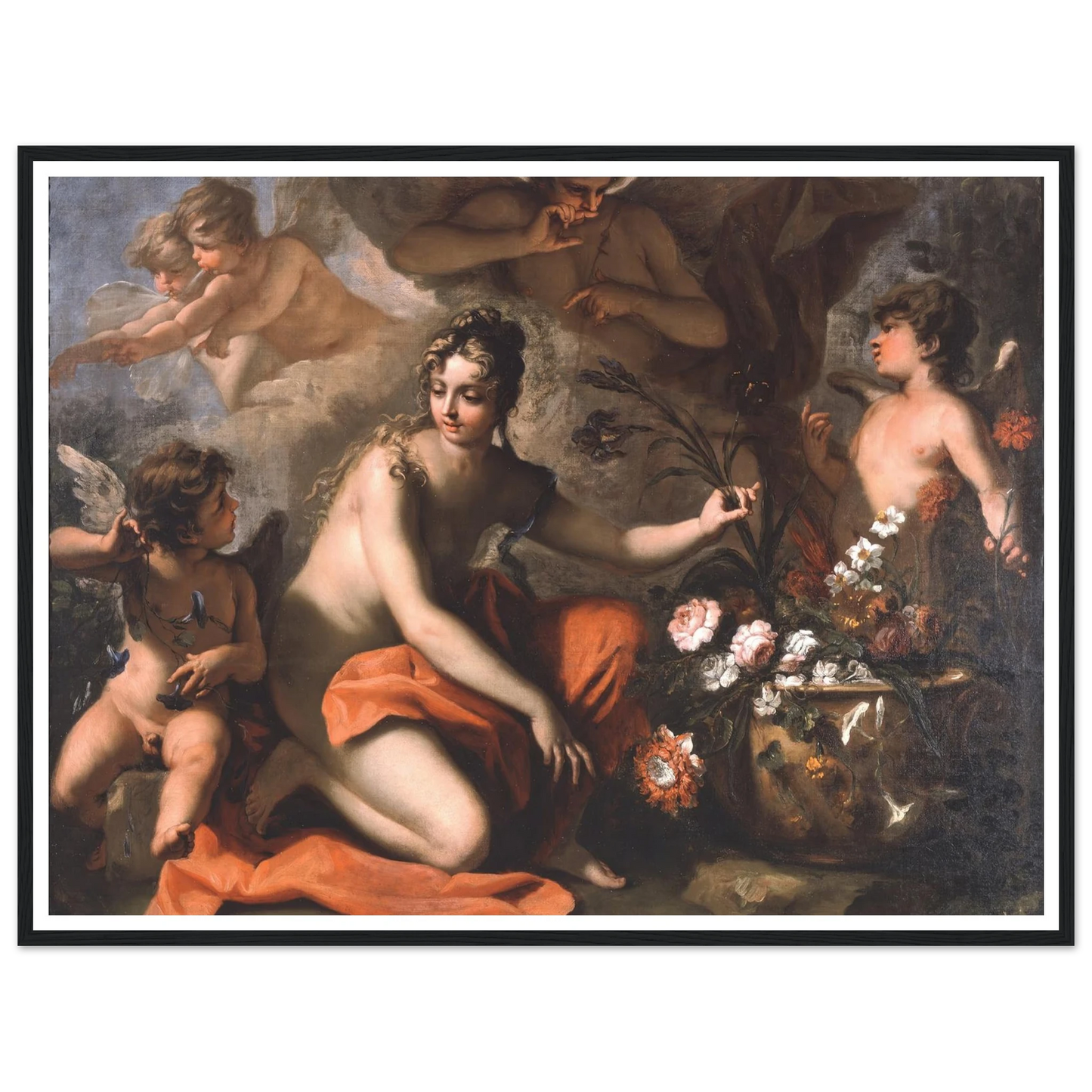 Flora (1712-1716) Art Print | Sebastiano Ricci - Framed Poster - 30x40 cm / 12x16″ - Black frame