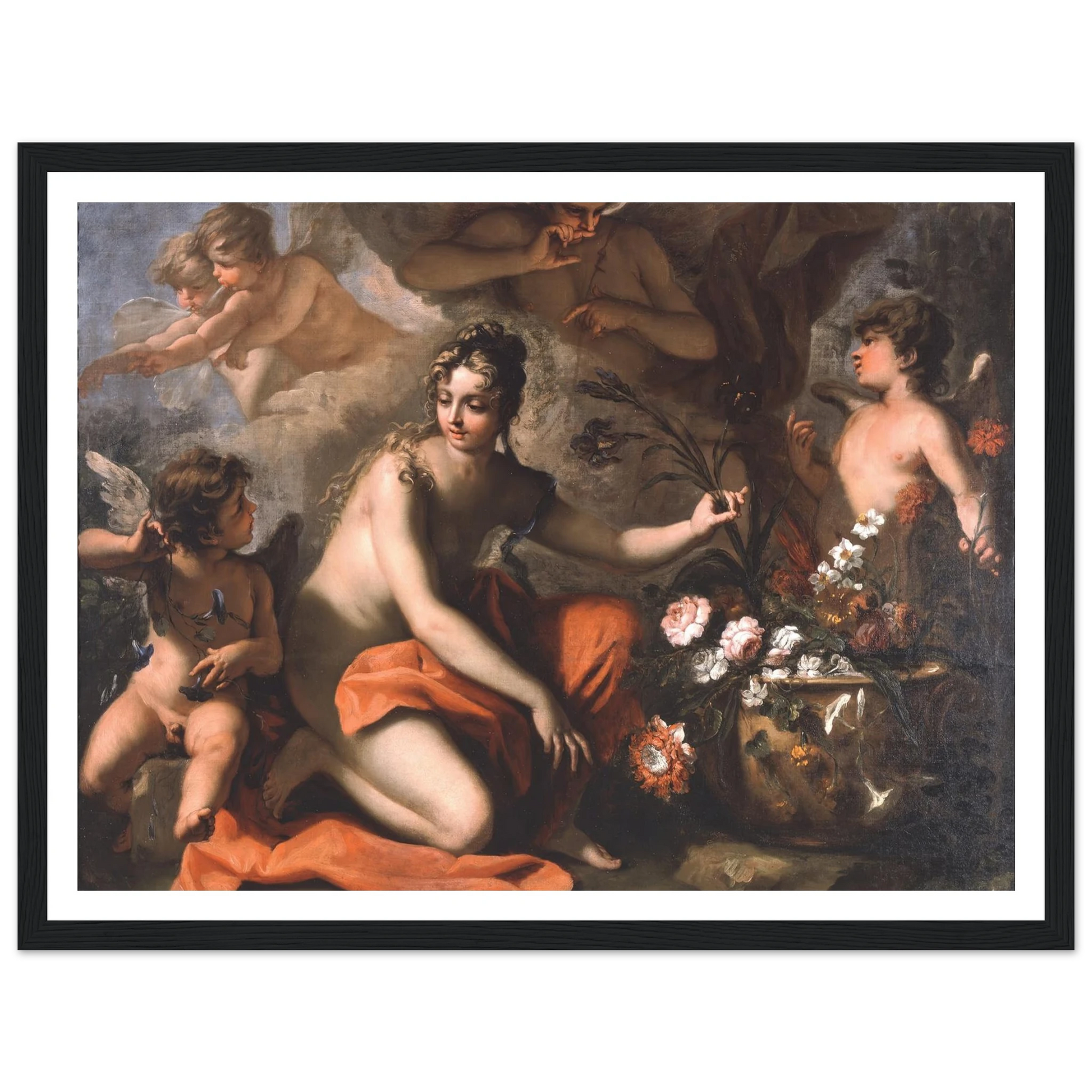 Flora (1712-1716) Art Print | Sebastiano Ricci - Framed Poster - 30x40 cm / 12x16″ - Black frame