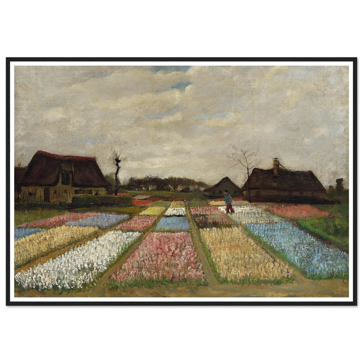 Flower Beds in Holland (c. 1883) Art Print | Vincent van Gogh - Framed Poster - 30x40 cm / 12x16″ - Black frame