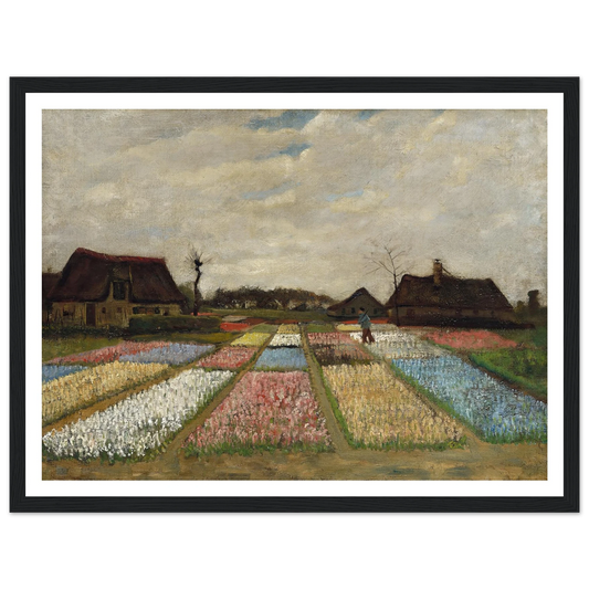 Flower Beds in Holland (c. 1883) Art Print | Vincent van Gogh - Framed Poster - 30x40 cm / 12x16″ - Black frame