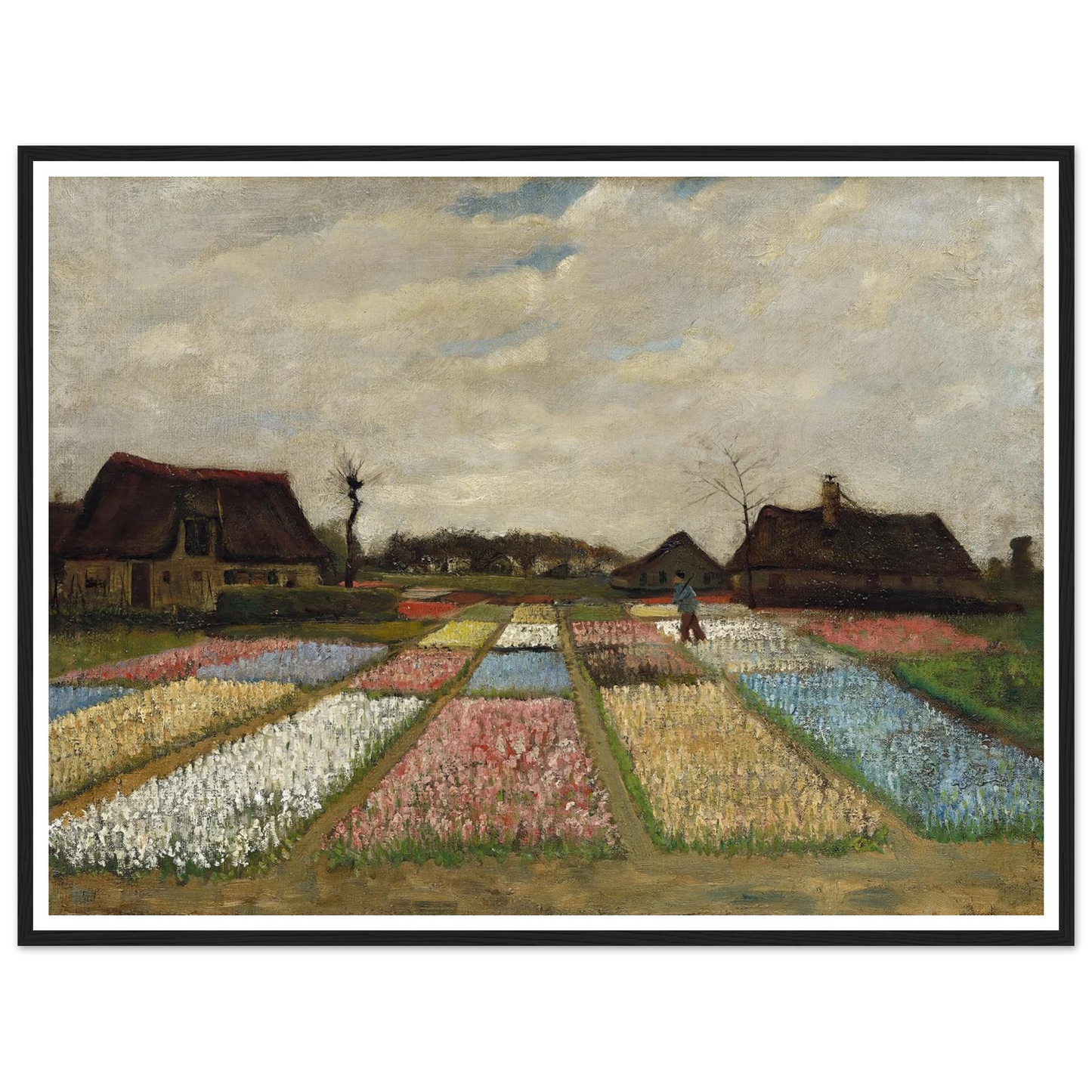 Flower Beds in Holland (c. 1883) Art Print | Vincent van Gogh - Framed Poster - 30x40 cm / 12x16″ - Black frame