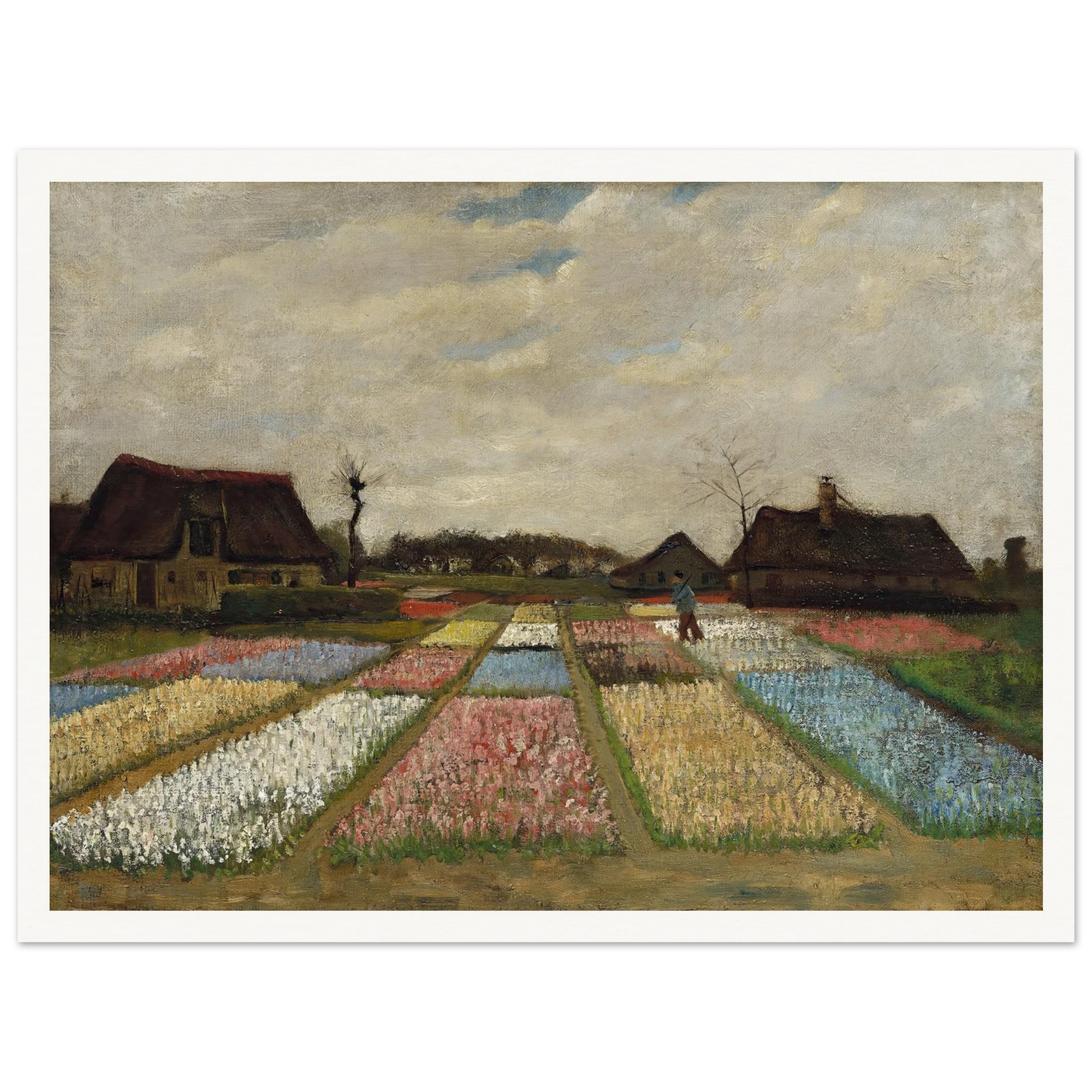 Flower Beds in Holland (c. 1883) Art Print | Vincent van Gogh - Framed Poster - 30x40 cm / 12x16″ - Black frame