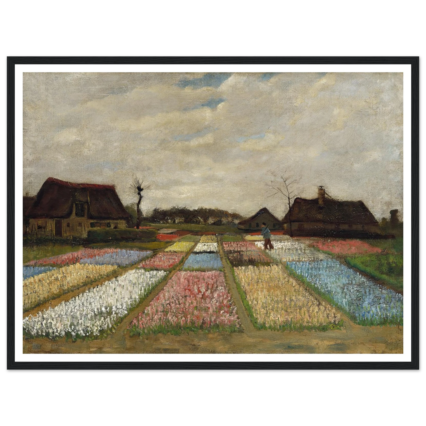 Flower Beds in Holland (c. 1883) Art Print | Vincent van Gogh - Framed Poster - 30x40 cm / 12x16″ - Black frame
