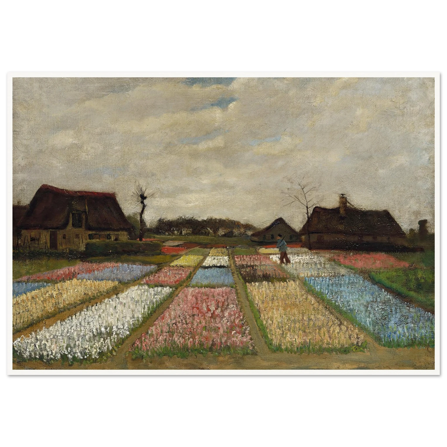 Flower Beds in Holland (c. 1883) Art Print | Vincent van Gogh - Framed Poster - 30x40 cm / 12x16″ - Black frame
