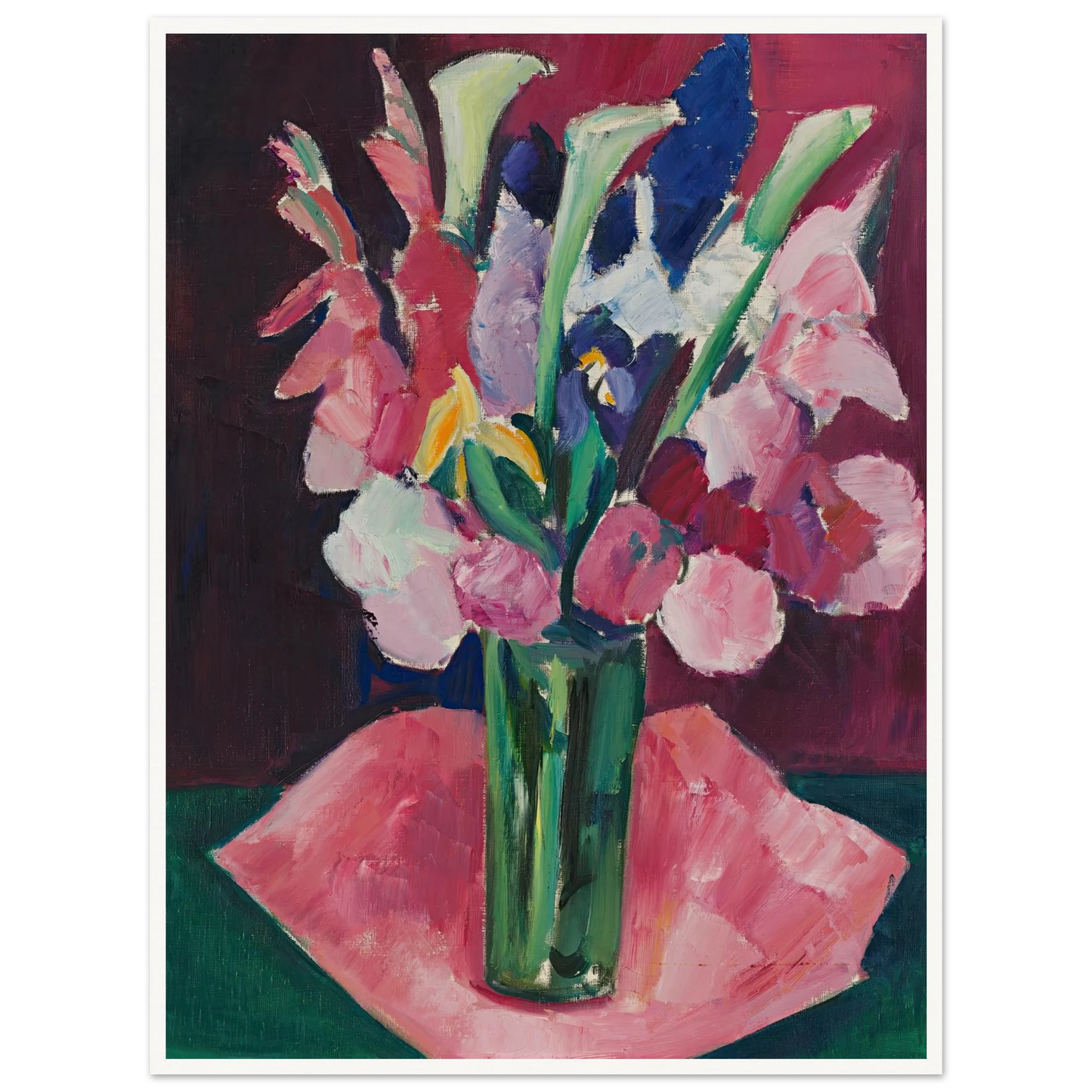 Flowers In A Vase Art Print | Marsden Hartley - Framed Poster - 30x40 cm / 12x16″ - Black frame