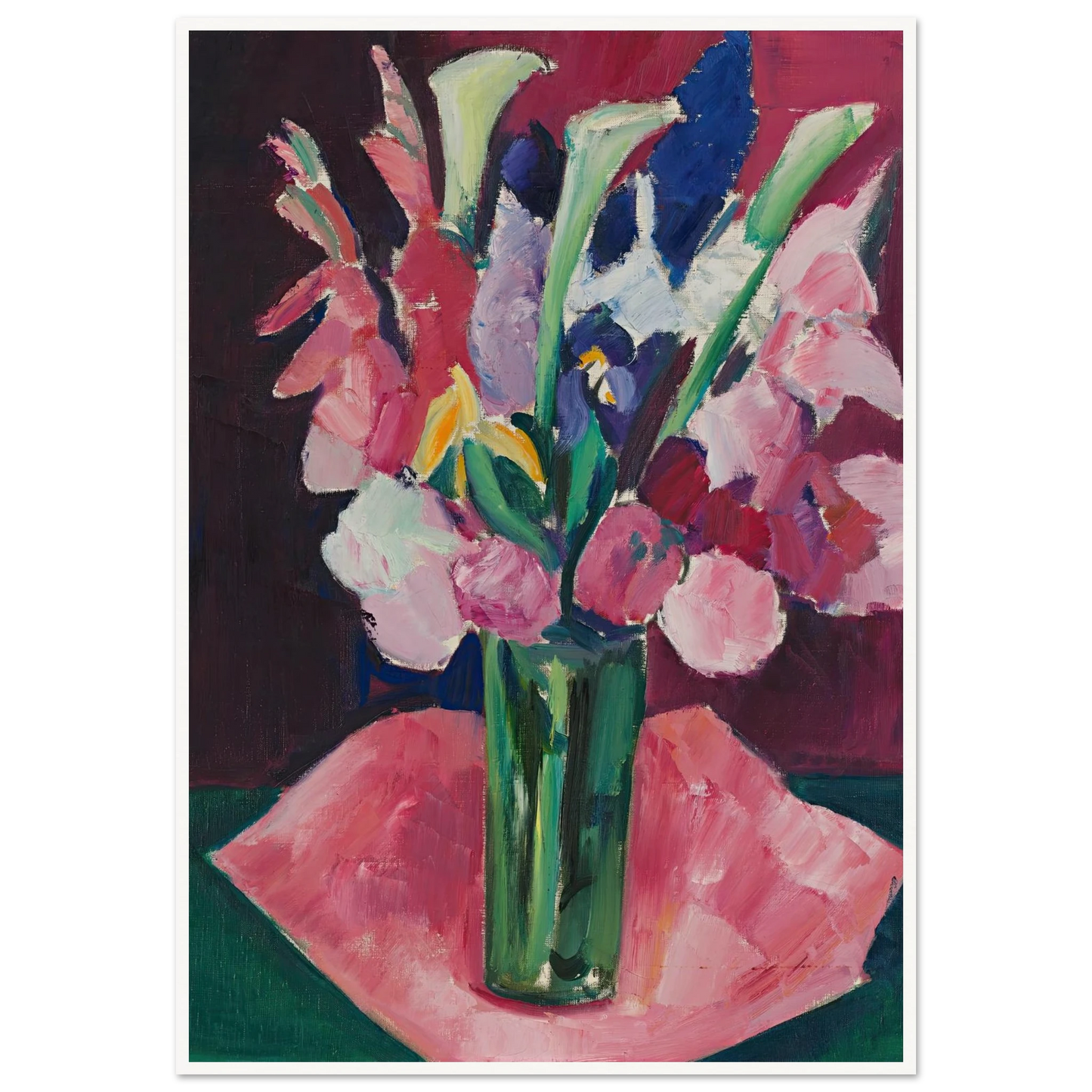 Flowers In A Vase Art Print | Marsden Hartley - Framed Poster - 30x40 cm / 12x16″ - Black frame