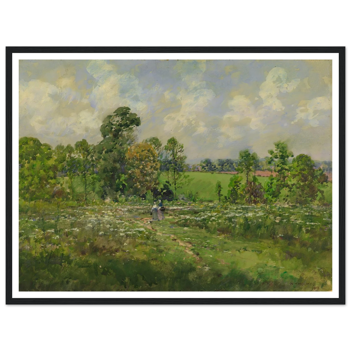 Flowery Meadow (1910) Art Print | William Henry Holmes - Framed Poster - 30x40 cm / 12x16″ - Black frame