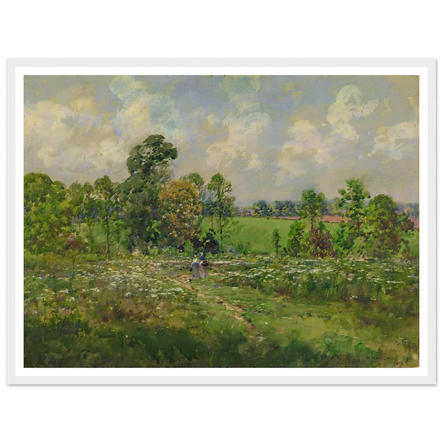 Flowery Meadow (1910) Art Print | William Henry Holmes - Framed Poster - 30x40 cm / 12x16″ - Black frame