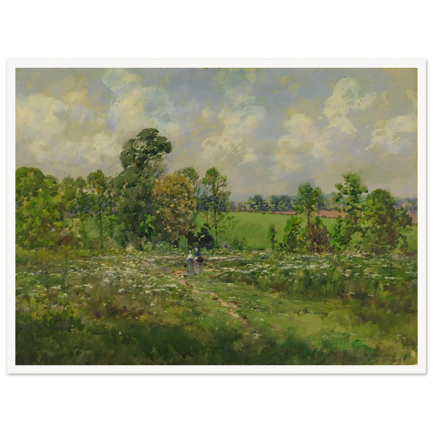 Flowery Meadow (1910) Art Print | William Henry Holmes - Framed Poster - 30x40 cm / 12x16″ - Black frame