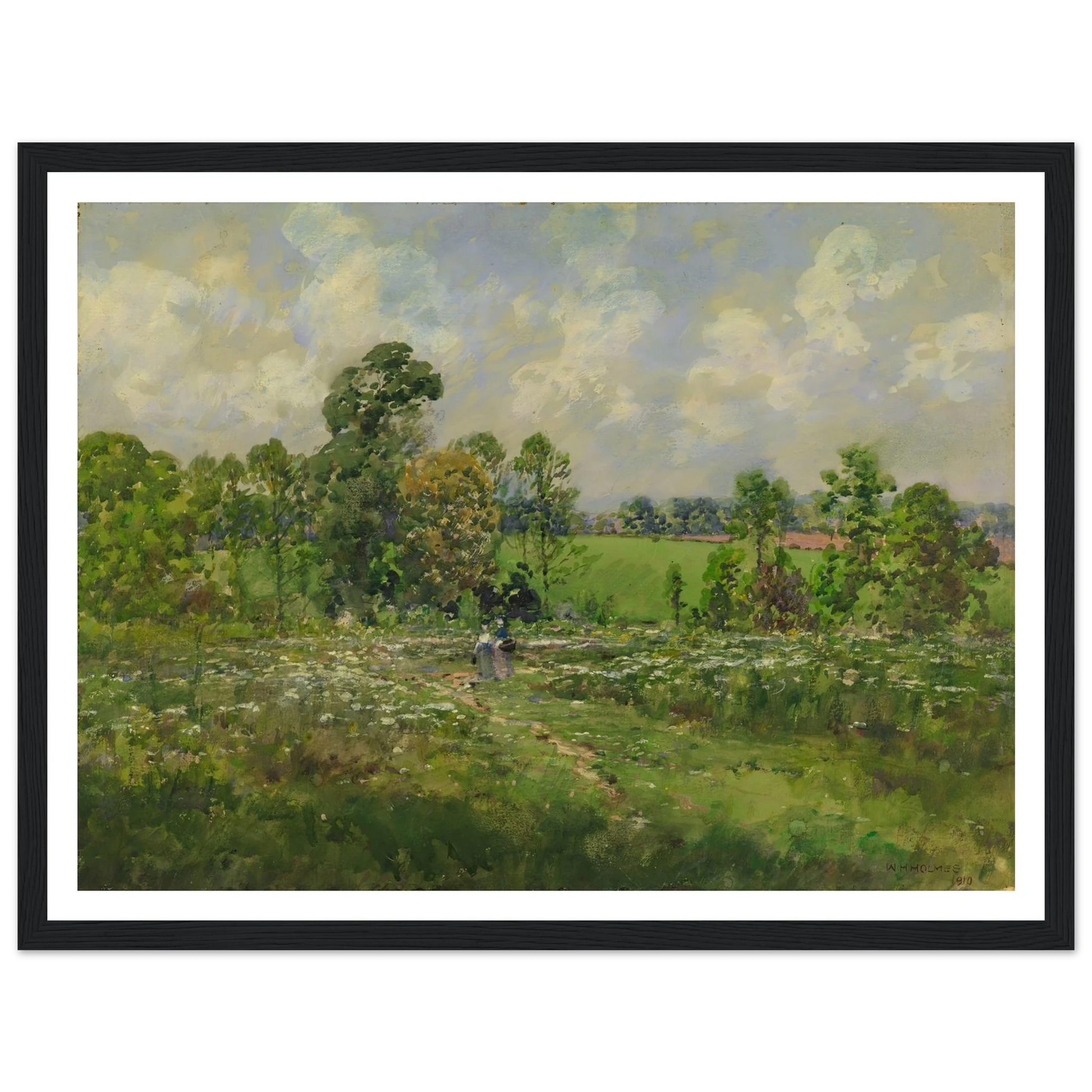 Flowery Meadow (1910) Art Print | William Henry Holmes - Framed Poster - 30x40 cm / 12x16″ - Black frame