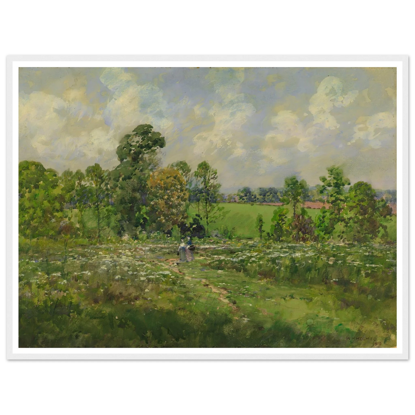 Flowery Meadow (1910) Art Print | William Henry Holmes - Framed Poster - 30x40 cm / 12x16″ - Black frame