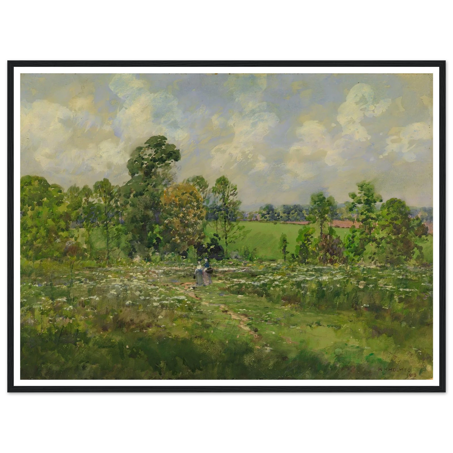 Flowery Meadow (1910) Art Print | William Henry Holmes - Framed Poster - 30x40 cm / 12x16″ - Black frame