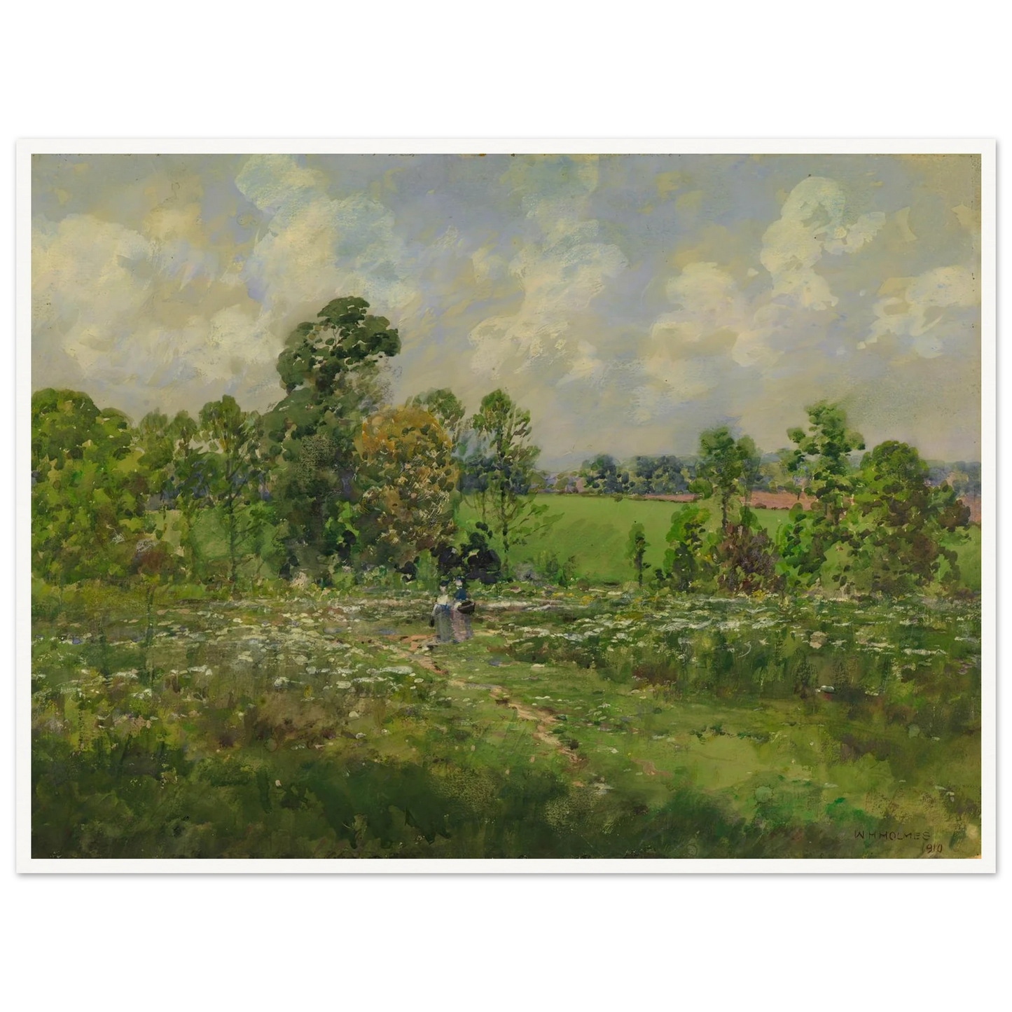 Flowery Meadow (1910) Art Print | William Henry Holmes - Framed Poster - 30x40 cm / 12x16″ - Black frame