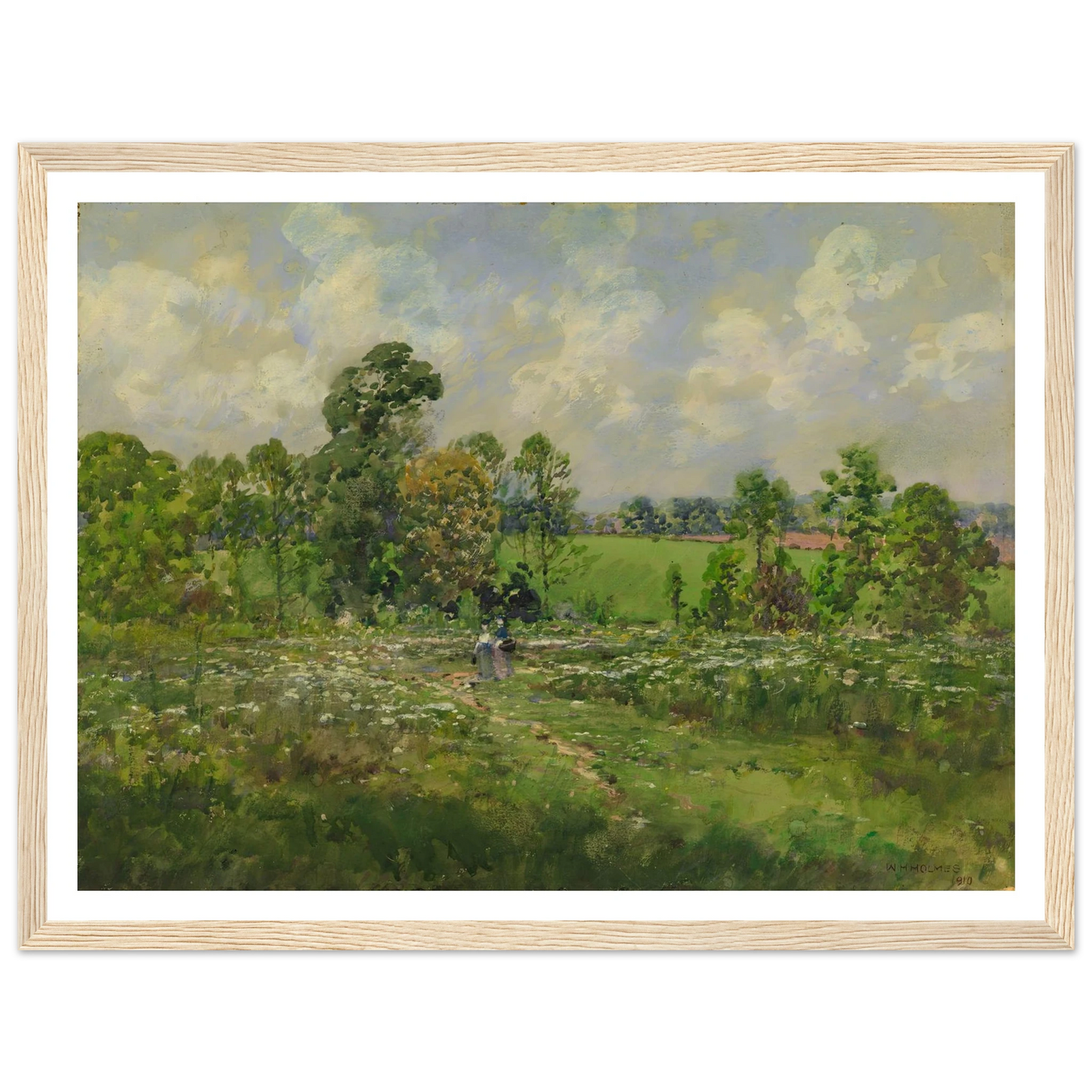 Flowery Meadow (1910) Art Print | William Henry Holmes - Framed Poster - 30x40 cm / 12x16″ - Black frame