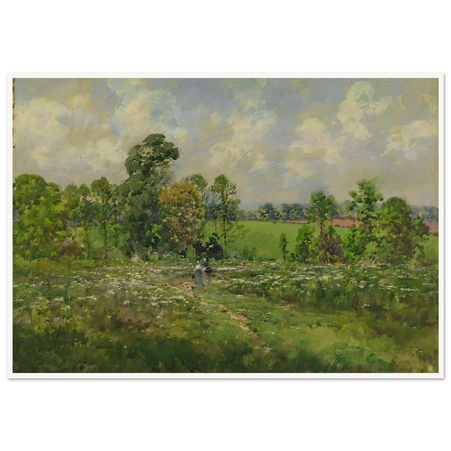 Flowery Meadow (1910) Art Print | William Henry Holmes - Framed Poster - 30x40 cm / 12x16″ - Black frame