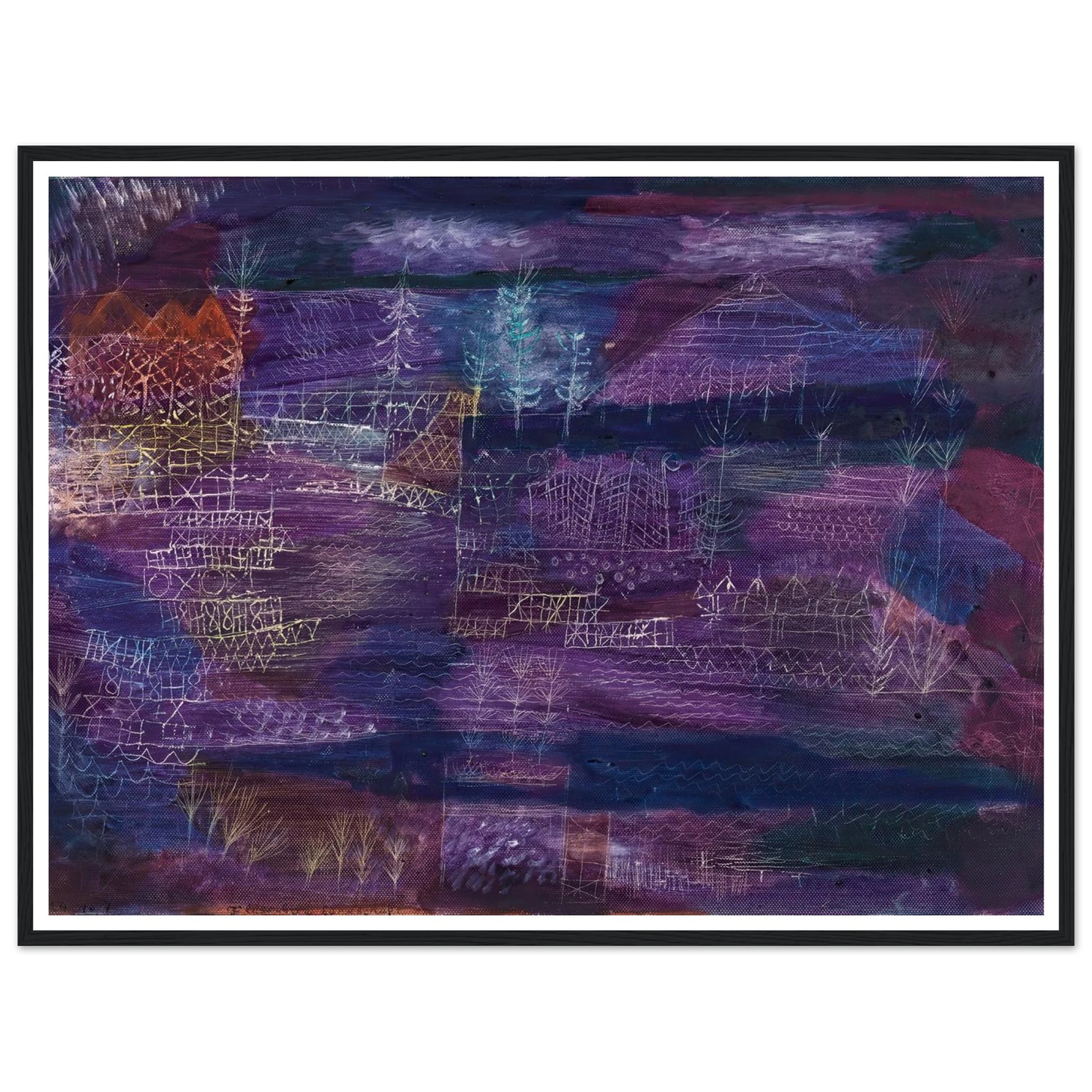 Flussbaulandschaft (1924) Art Print | Paul Klee - Framed Poster - 30x40 cm / 12x16″ - Black frame