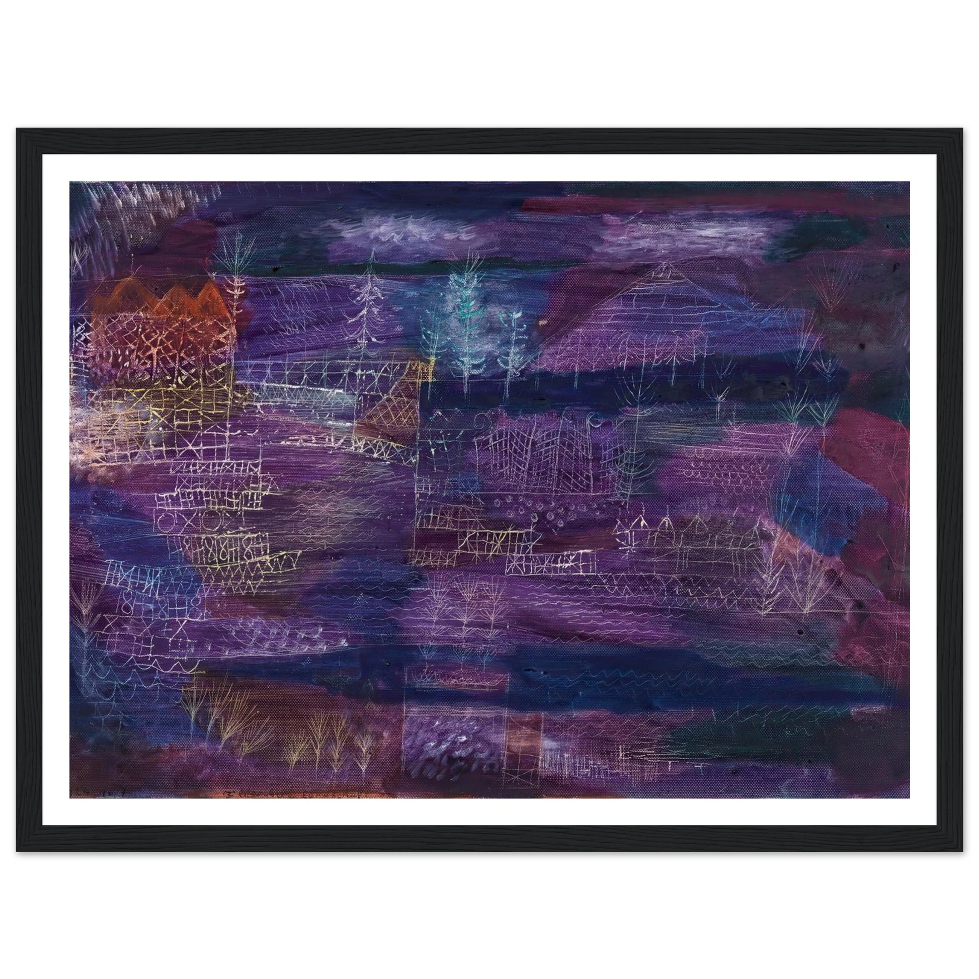 Flussbaulandschaft (1924) Art Print | Paul Klee - Framed Poster - 30x40 cm / 12x16″ - Black frame