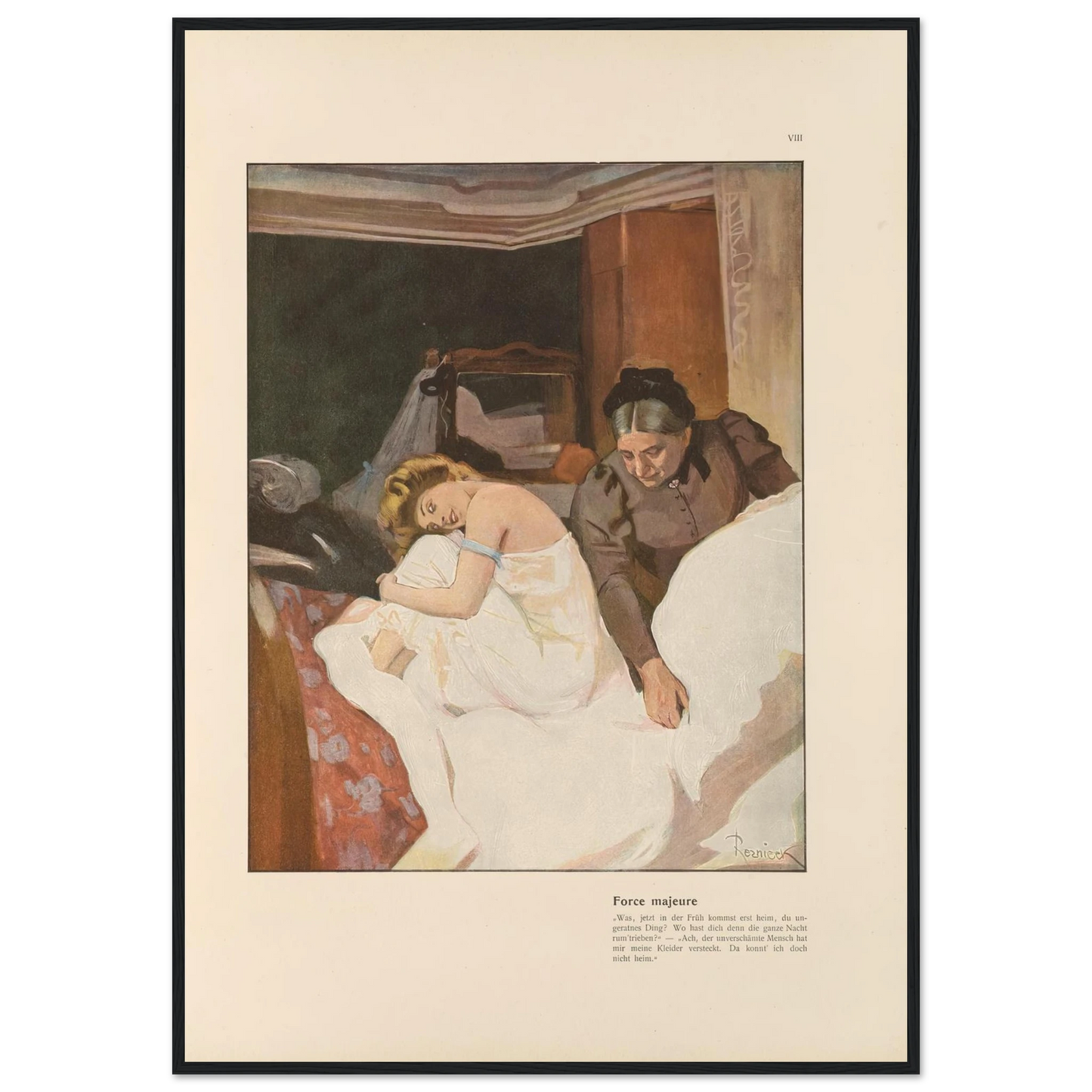 Force majeure (1908) Art Print | Ferdinand Freiherr von Reznicek - Framed Poster - 30x40 cm / 12x16″ - Black frame