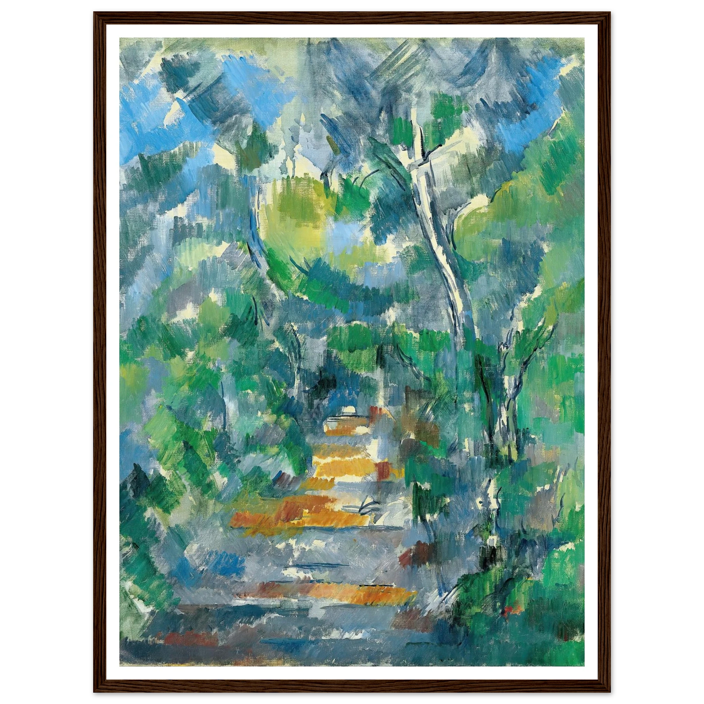 Forest Scene (Path from Mas Jolie to Château noir) (1900-1902) Art Print | Paul Cezanne - Framed Poster - 30x40 cm / 12x16″ - Black frame