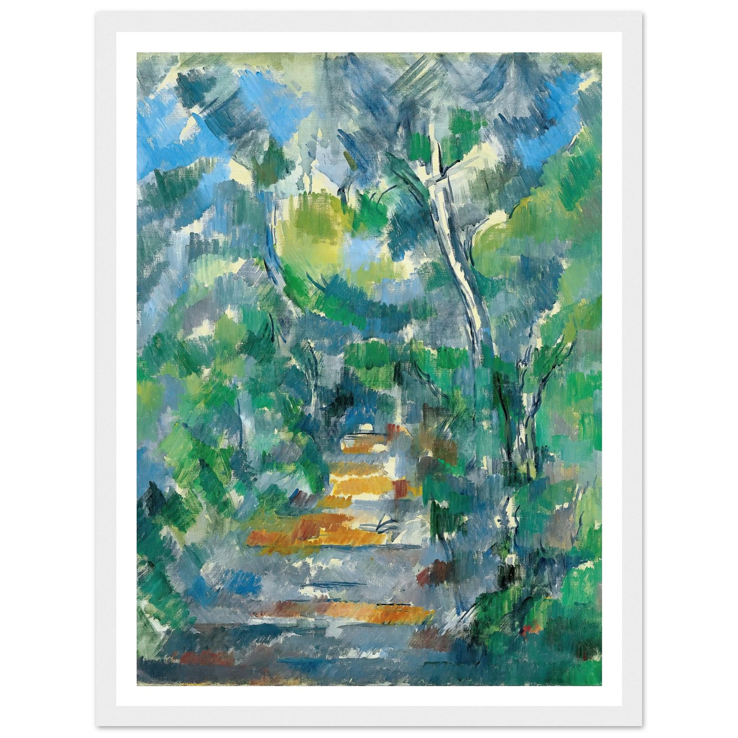 Forest Scene (Path from Mas Jolie to Château noir) (1900-1902) Art Print | Paul Cezanne - Framed Poster - 30x40 cm / 12x16″ - Black frame