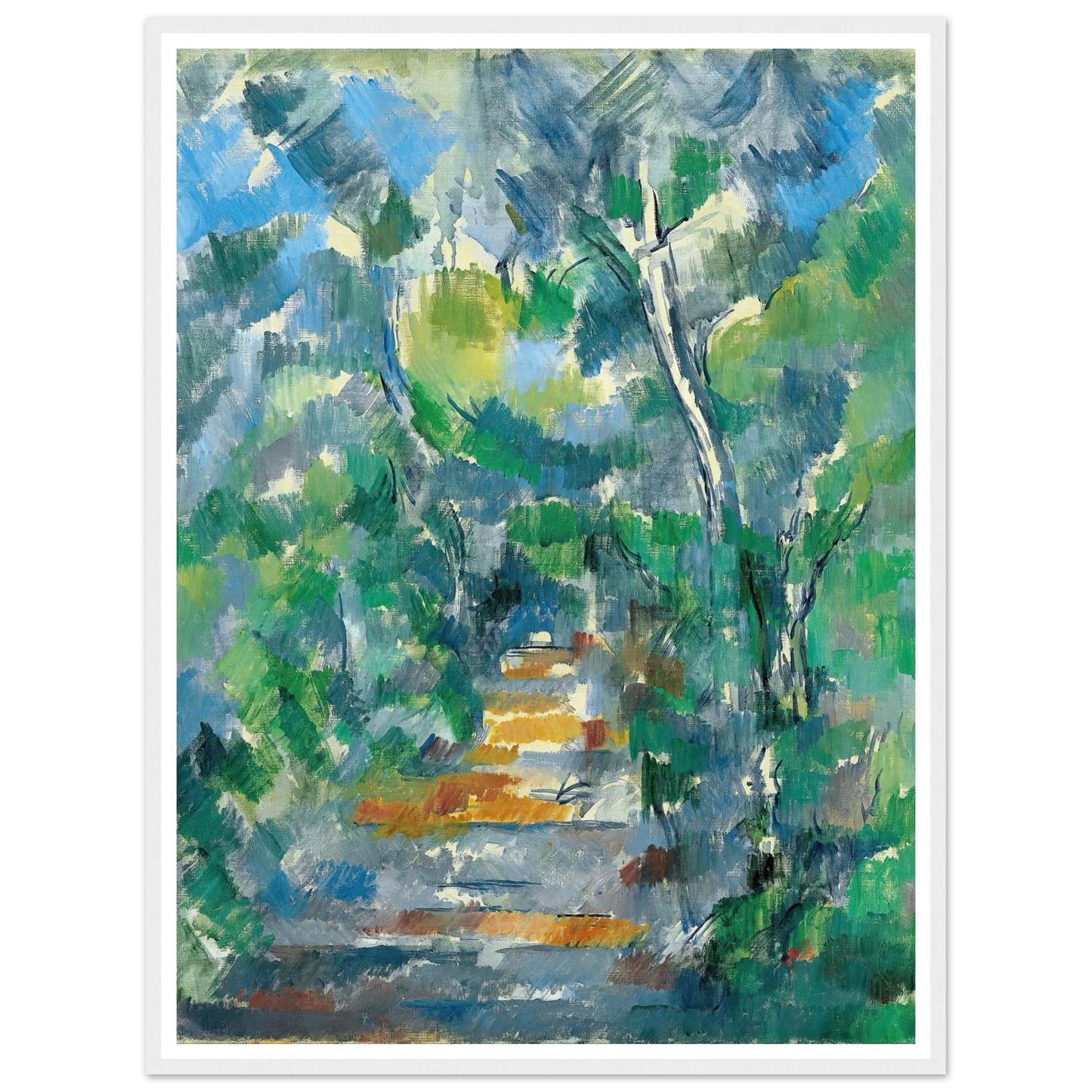 Forest Scene (Path from Mas Jolie to Château noir) (1900-1902) Art Print | Paul Cezanne - Framed Poster - 30x40 cm / 12x16″ - Black frame