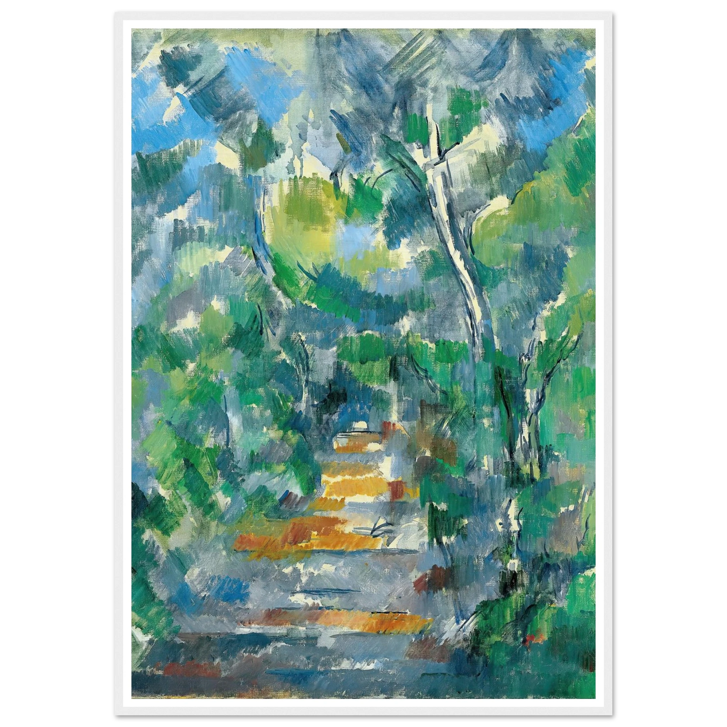Forest Scene (Path from Mas Jolie to Château noir) (1900-1902) Art Print | Paul Cezanne - Framed Poster - 30x40 cm / 12x16″ - Black frame