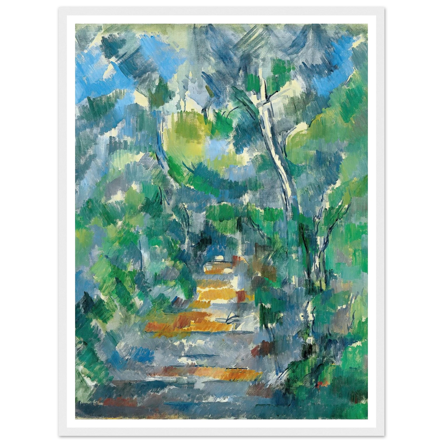 Forest Scene (Path from Mas Jolie to Château noir) (1900-1902) Art Print | Paul Cezanne - Framed Poster - 30x40 cm / 12x16″ - Black frame