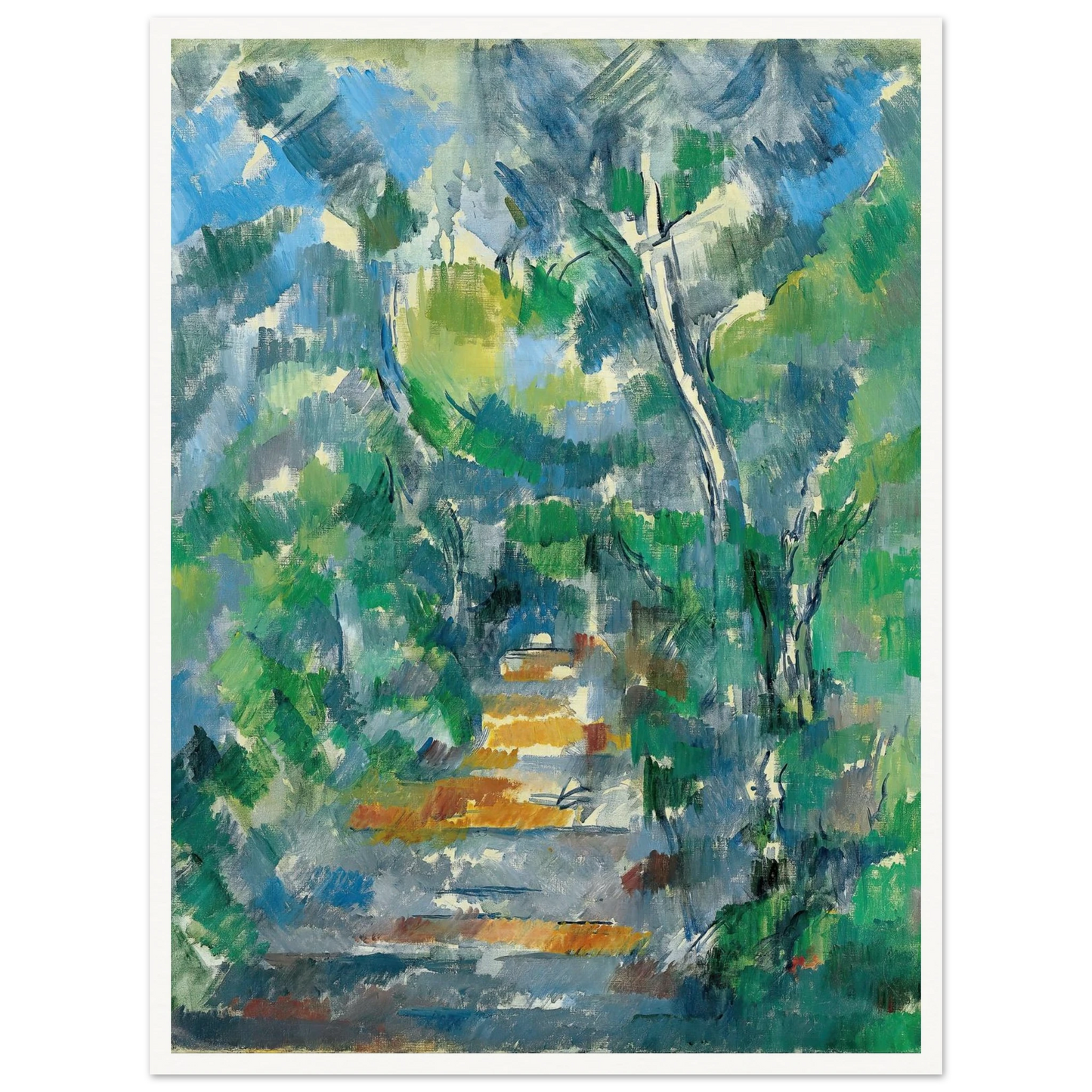 Forest Scene (Path from Mas Jolie to Château noir) (1900-1902) Art Print | Paul Cezanne - Framed Poster - 30x40 cm / 12x16″ - Black frame