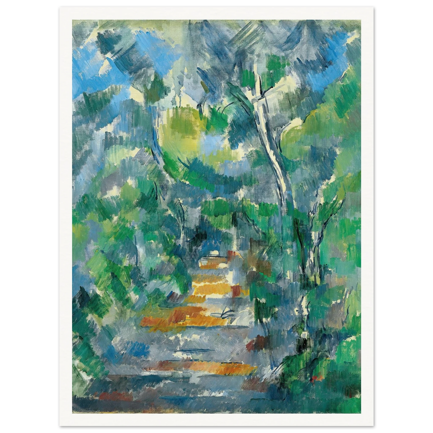 Forest Scene (Path from Mas Jolie to Château noir) (1900-1902) Art Print | Paul Cezanne - Framed Poster - 30x40 cm / 12x16″ - Black frame
