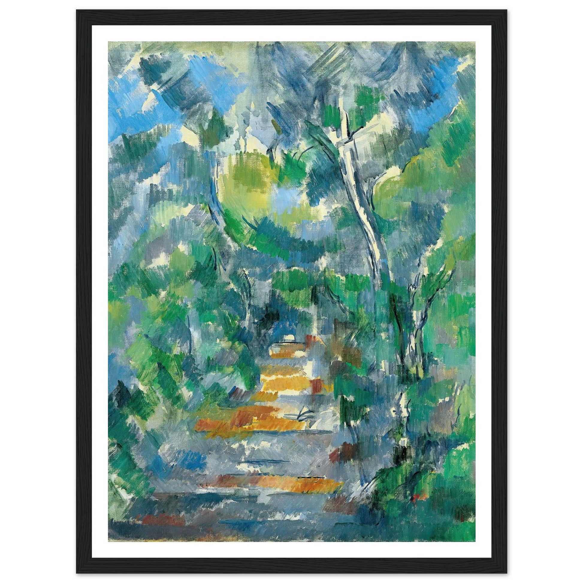 Forest Scene (Path from Mas Jolie to Château noir) (1900-1902) Art Print | Paul Cezanne - Framed Poster - 30x40 cm / 12x16″ - Black frame