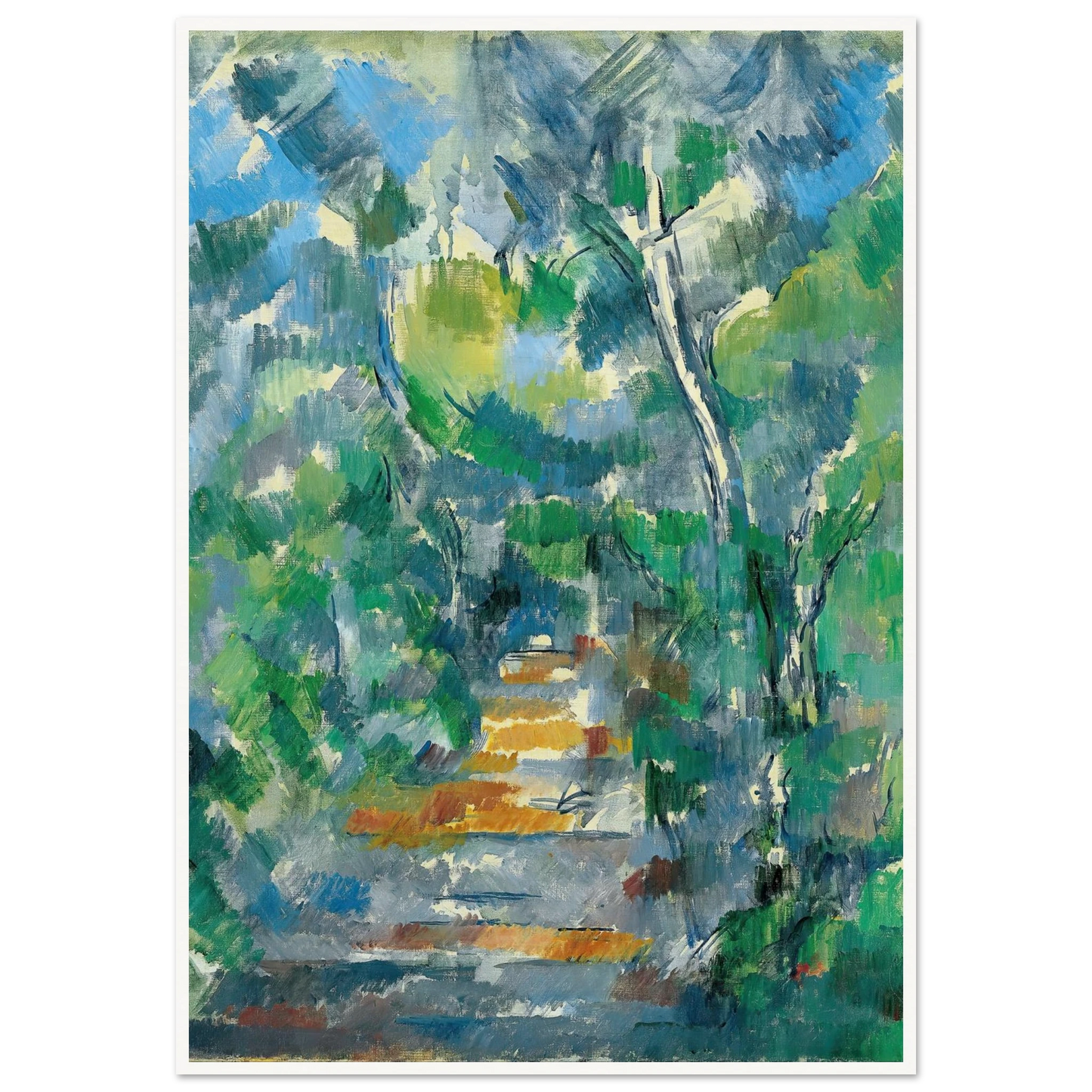 Forest Scene (Path from Mas Jolie to Château noir) (1900-1902) Art Print | Paul Cezanne - Framed Poster - 30x40 cm / 12x16″ - Black frame