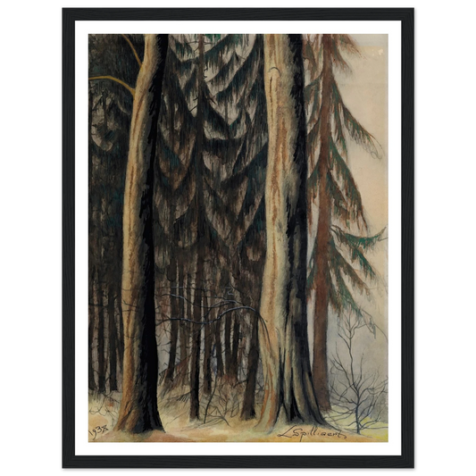 Forêt de sapins (1938) Art Print | Leon Spilliaert - Framed Poster - 30x40 cm / 12x16″ - Black frame