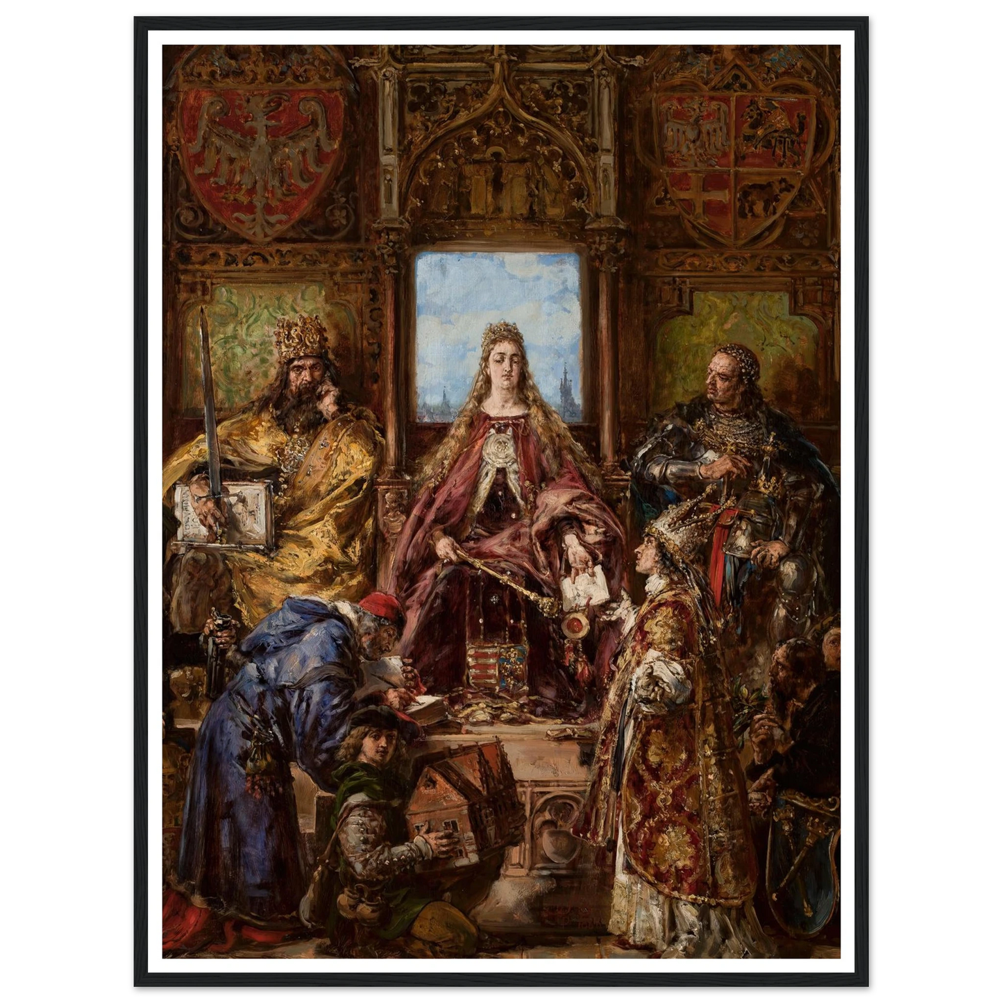 Founding of the Academy, 1361–1399–1400 AD, from the series “History of Civilization in Poland” (1888) Art Print | Jan Matejko - Framed Poster - 30x40 cm / 12x16″ - Black frame