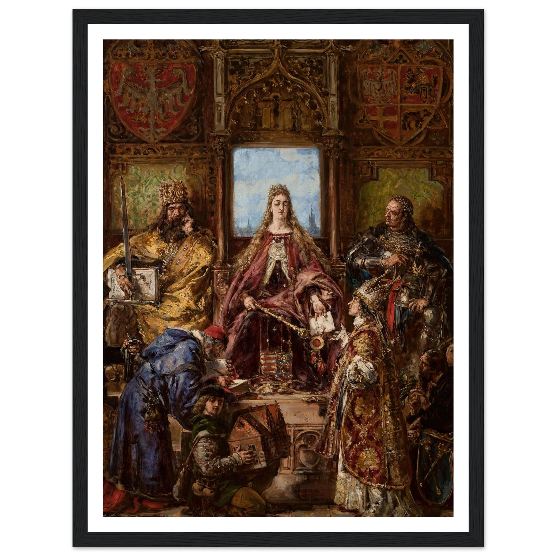 Founding of the Academy, 1361–1399–1400 AD, from the series “History of Civilization in Poland” (1888) Art Print | Jan Matejko - Framed Poster - 30x40 cm / 12x16″ - Black frame
