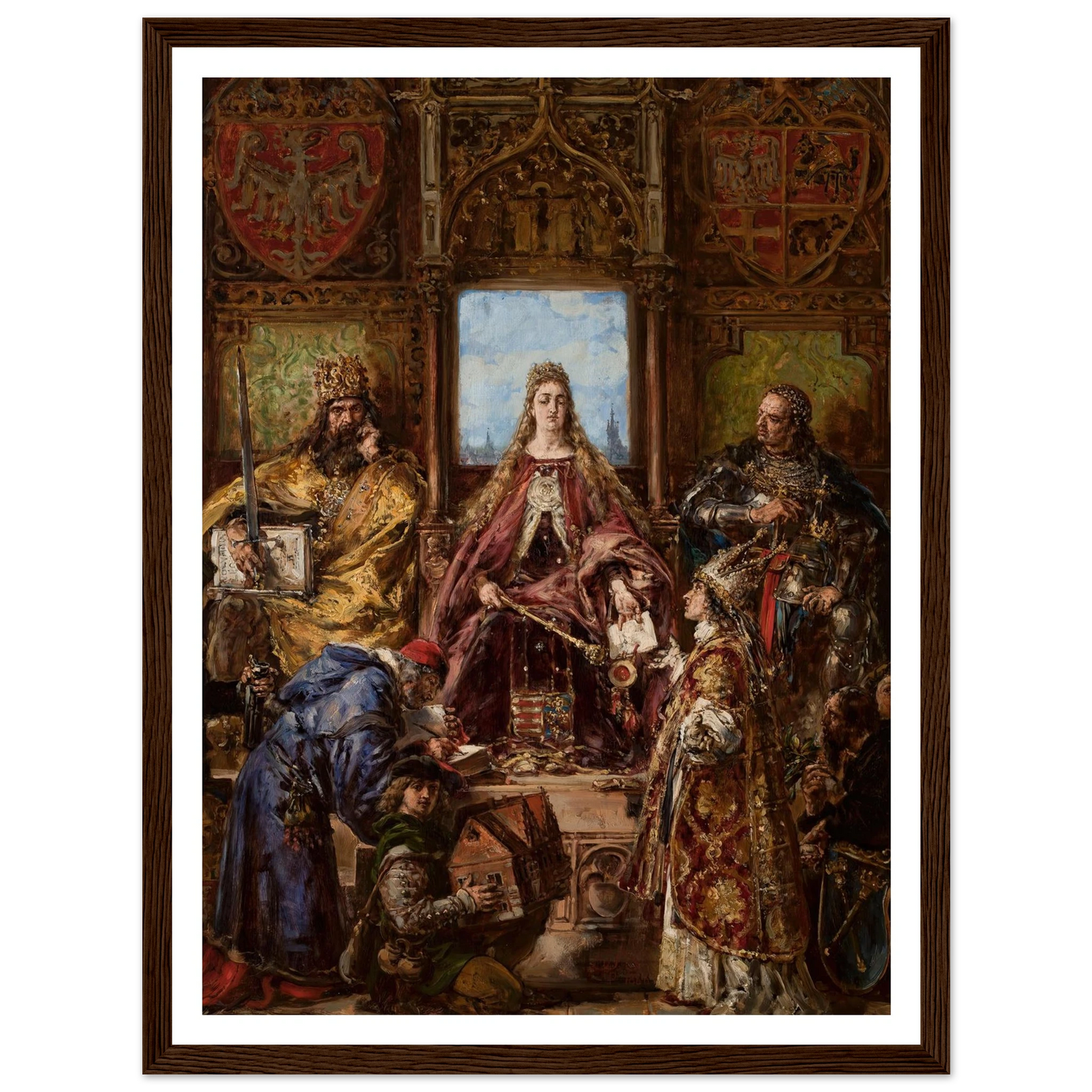 Founding of the Academy, 1361–1399–1400 AD, from the series “History of Civilization in Poland” (1888) Art Print | Jan Matejko - Framed Poster - 30x40 cm / 12x16″ - Black frame