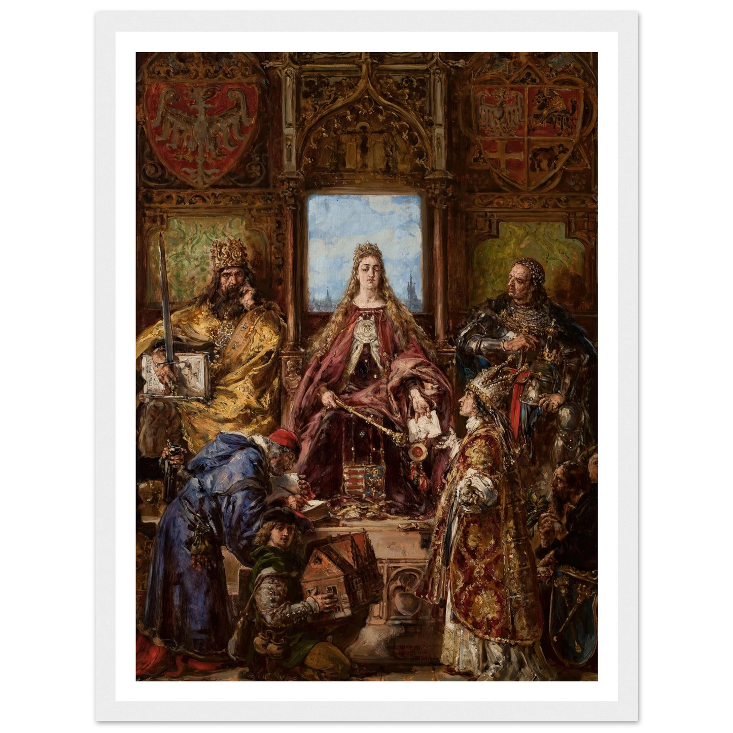 Founding of the Academy, 1361–1399–1400 AD, from the series “History of Civilization in Poland” (1888) Art Print | Jan Matejko - Framed Poster - 30x40 cm / 12x16″ - Black frame