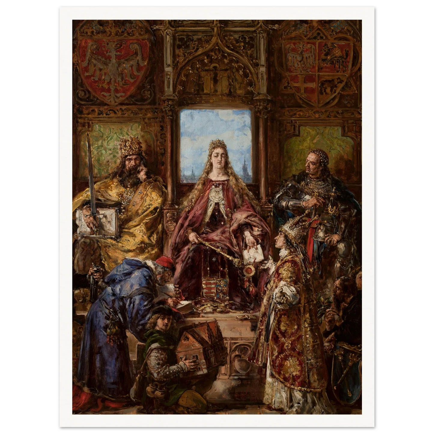 Founding of the Academy, 1361–1399–1400 AD, from the series “History of Civilization in Poland” (1888) Art Print | Jan Matejko - Framed Poster - 30x40 cm / 12x16″ - Black frame