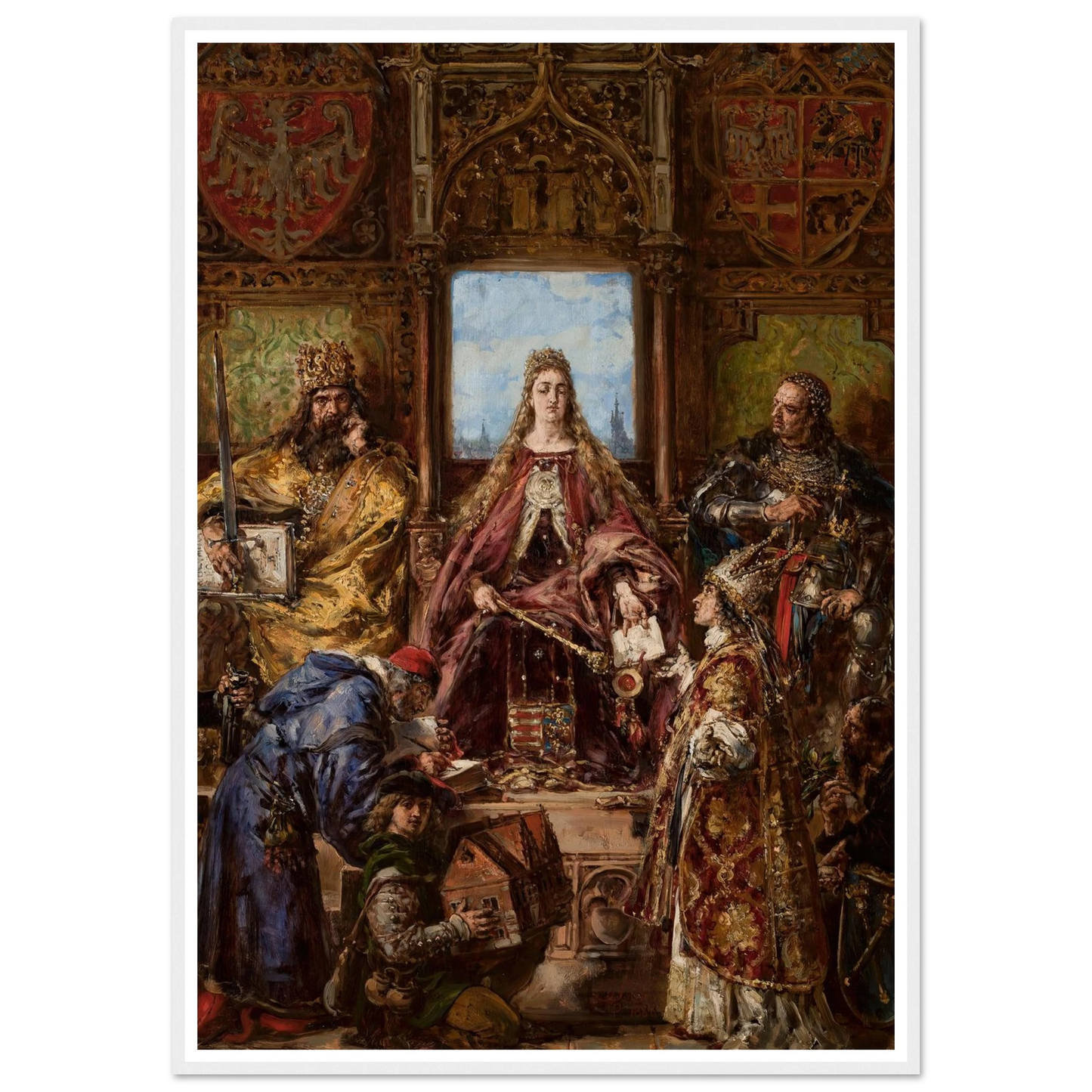 Founding of the Academy, 1361–1399–1400 AD, from the series “History of Civilization in Poland” (1888) Art Print | Jan Matejko - Framed Poster - 30x40 cm / 12x16″ - Black frame