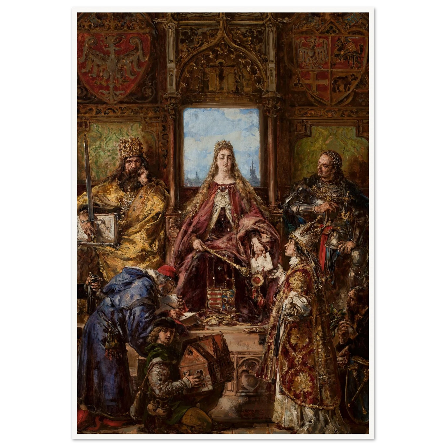Founding of the Academy, 1361–1399–1400 AD, from the series “History of Civilization in Poland” (1888) Art Print | Jan Matejko - Framed Poster - 30x40 cm / 12x16″ - Black frame