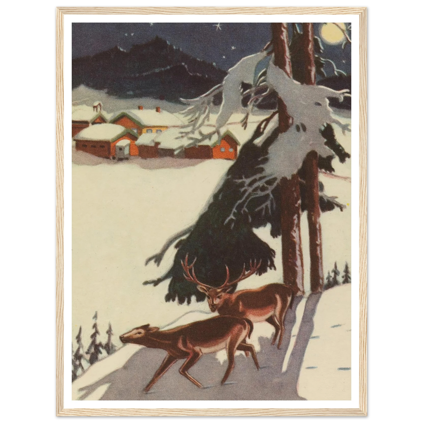 Fox Shadow Under Midnight Pine - Framed Poster - 30x40 cm / 12x16″ - Black frame
